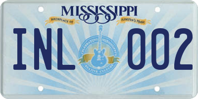 MS license plate INL002