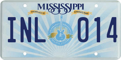 MS license plate INL014