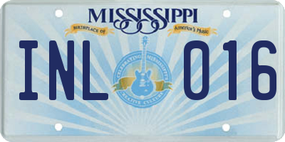 MS license plate INL016