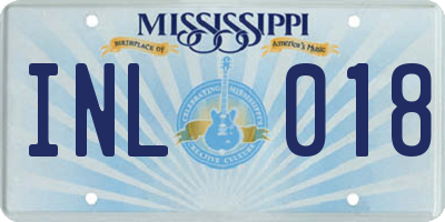 MS license plate INL018
