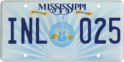 MS license plate INL025