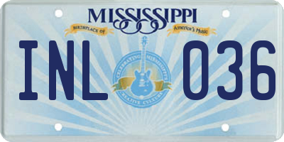MS license plate INL036