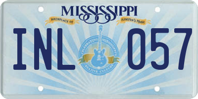 MS license plate INL057