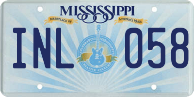 MS license plate INL058
