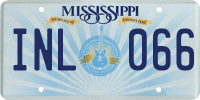 MS license plate INL066