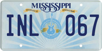 MS license plate INL067