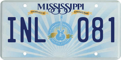 MS license plate INL081