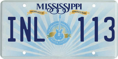 MS license plate INL113