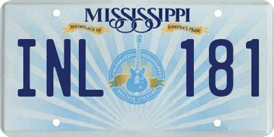 MS license plate INL181