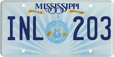 MS license plate INL203