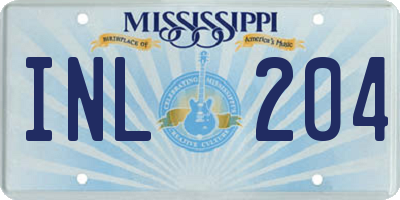 MS license plate INL204