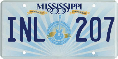 MS license plate INL207