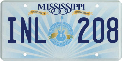 MS license plate INL208