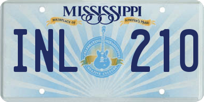 MS license plate INL210