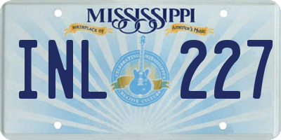 MS license plate INL227