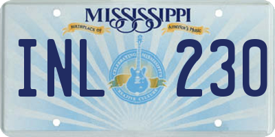 MS license plate INL230