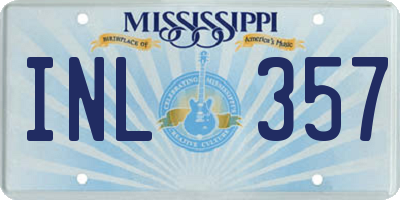 MS license plate INL357