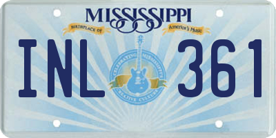 MS license plate INL361