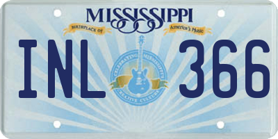 MS license plate INL366