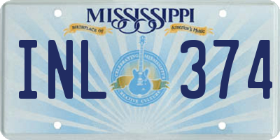 MS license plate INL374