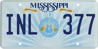 MS license plate INL377