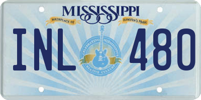 MS license plate INL480