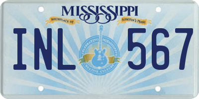 MS license plate INL567