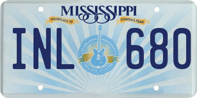 MS license plate INL680