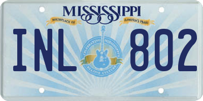 MS license plate INL802