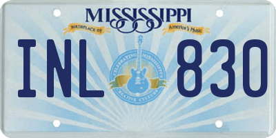 MS license plate INL830