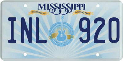 MS license plate INL920
