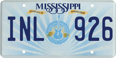 MS license plate INL926