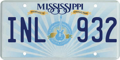 MS license plate INL932