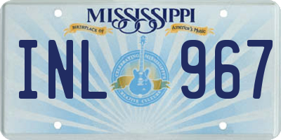MS license plate INL967