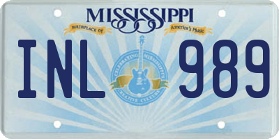 MS license plate INL989