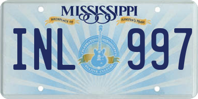 MS license plate INL997