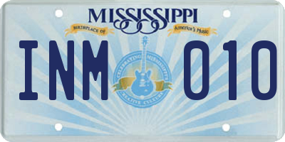 MS license plate INM010