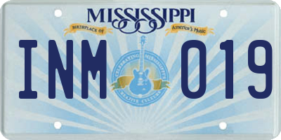 MS license plate INM019