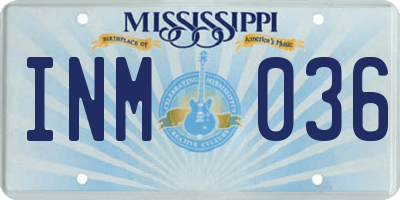 MS license plate INM036