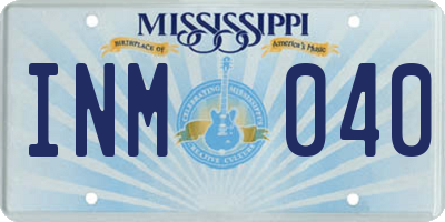 MS license plate INM040