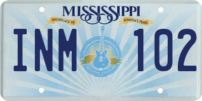 MS license plate INM102