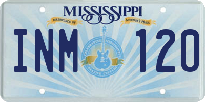 MS license plate INM120