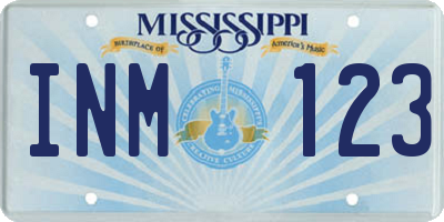 MS license plate INM123