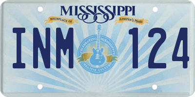 MS license plate INM124