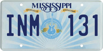 MS license plate INM131