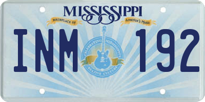 MS license plate INM192