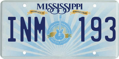 MS license plate INM193