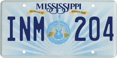 MS license plate INM204