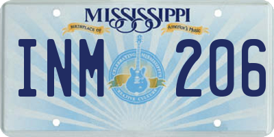MS license plate INM206