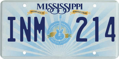 MS license plate INM214